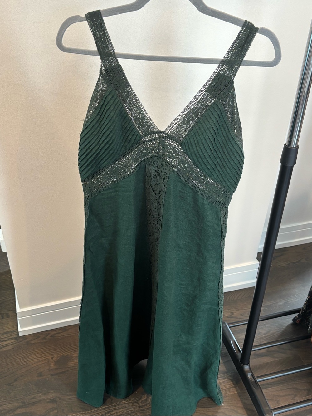 Zara Deep Green Lace-Trim Maxi Dress